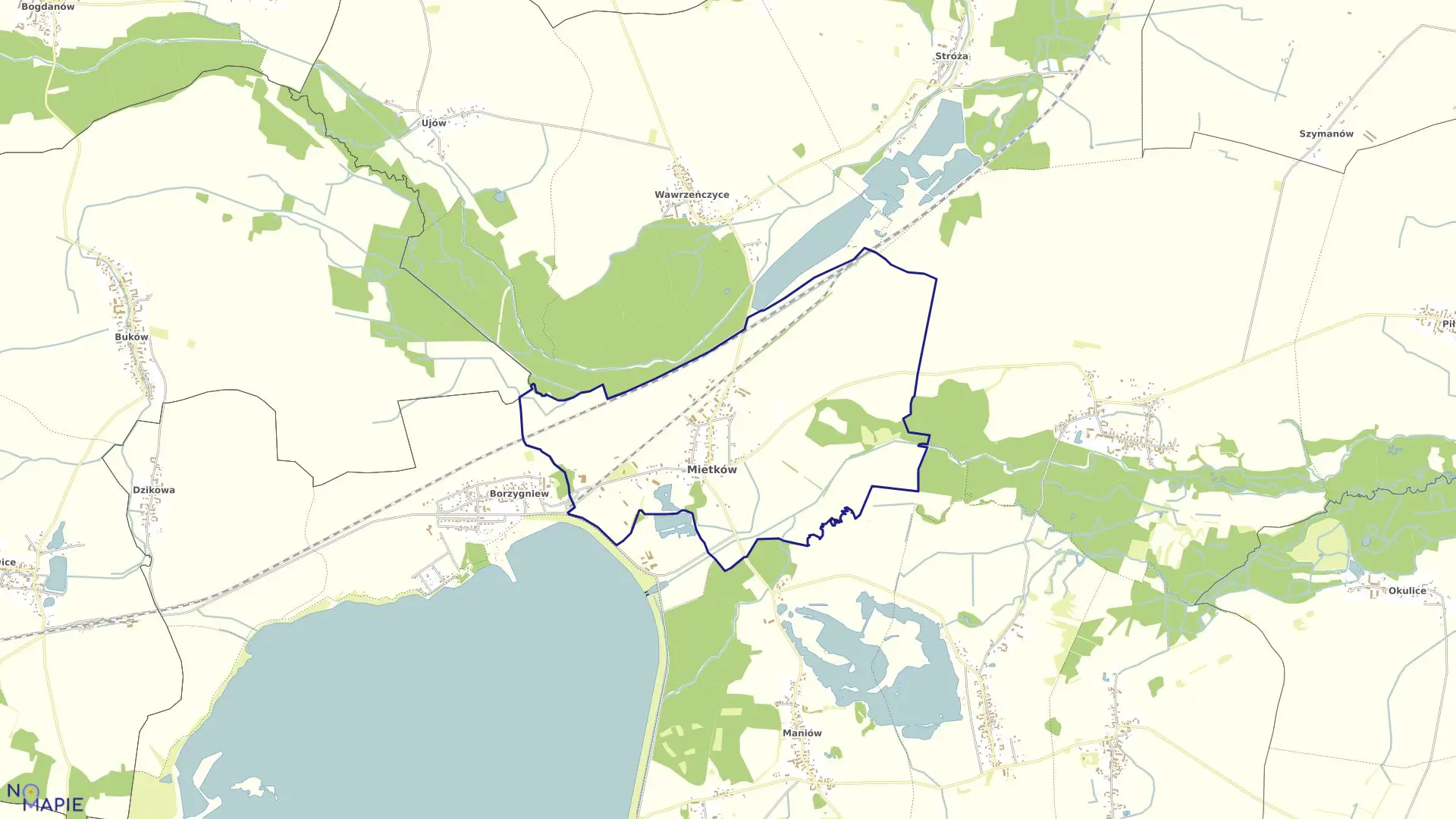 Mapa obrębu Mietków w gminie Mietków